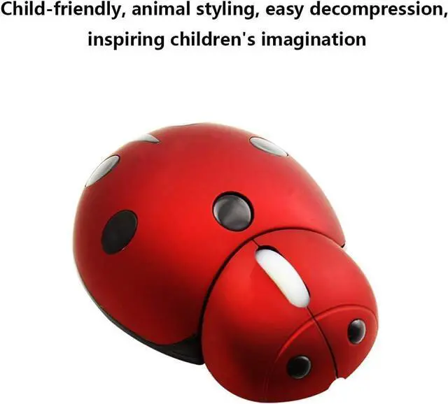 Alt view image 3 of 7 - YOCUNKER Mini Cute Wireless Mouse, Portable Mobile Optical Mouse for Kids,Small Tiny Animal Ladybug Shape Cordless Mouse with USB Receiver for Computer Laptop Desktop PC (Red)