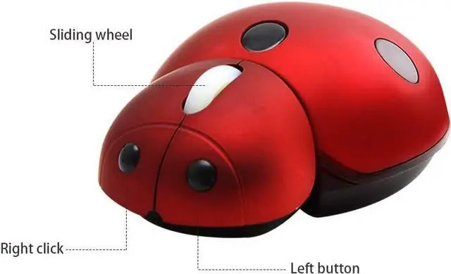 Alt view image 5 of 7 - YOCUNKER Mini Cute Wireless Mouse, Portable Mobile Optical Mouse for Kids,Small Tiny Animal Ladybug Shape Cordless Mouse with USB Receiver for Computer Laptop Desktop PC (Red)
