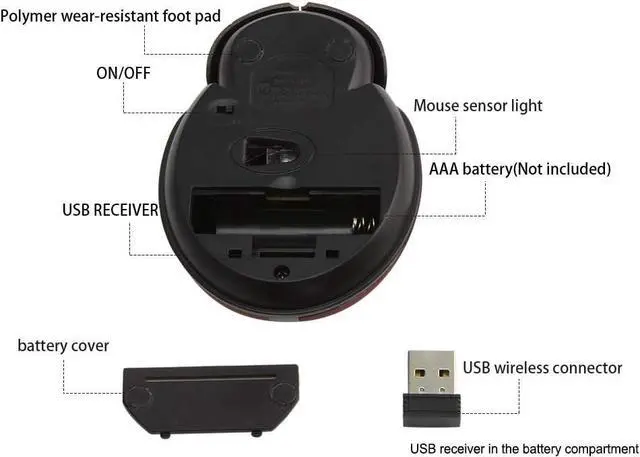 Alt view image 6 of 7 - YOCUNKER Mini Cute Wireless Mouse, Portable Mobile Optical Mouse for Kids,Small Tiny Animal Ladybug Shape Cordless Mouse with USB Receiver for Computer Laptop Desktop PC (Red)