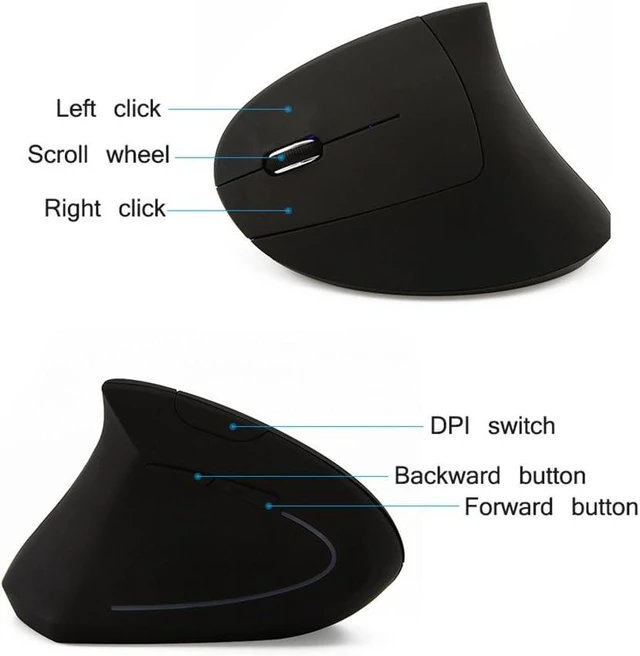 Alt view image 5 of 6 - Wireless Mouse Ergonomic Vertical Left-Handed Mouse Ergo LED Light High Precision Optical Cordless Lightweight Left Hand Mice Women Men Gift for PC Computer Laptop Mac Office,1600 DPI,Side Buttons