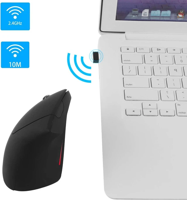Alt view image 3 of 6 - Wireless Mouse Ergonomic Vertical Left-Handed Mouse Ergo LED Light High Precision Optical Cordless Lightweight Left Hand Mice Women Men Gift for PC Computer Laptop Mac Office,1600 DPI,Side Buttons