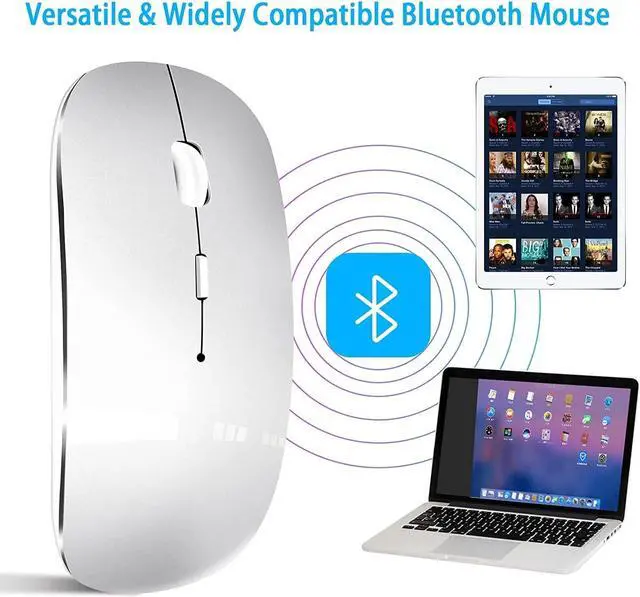 Alt view image 5 of 7 - Wireless Bluetooth 5.2 Dual Mode Mouse Silent Cordless Rechargeale for Laptop MacBook Pro/Air/Mac/iPad/Chromebook/Computer with USB C 2.4Ghz Adapter