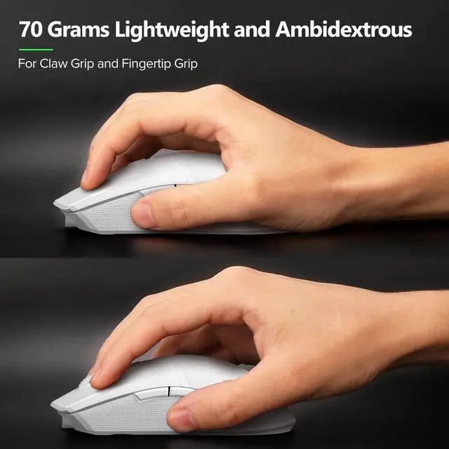 Alt view image 3 of 7 - DeLUX M800PRO Wireless Gaming Mouse - PAW 3370 Sensor, Multi-Device Connection, TTC Encoder Wheel, 19000DPI, 70g Lightweight, 56Hr Battery, 6 Programmable Buttons & LOD Adjustment (Black)