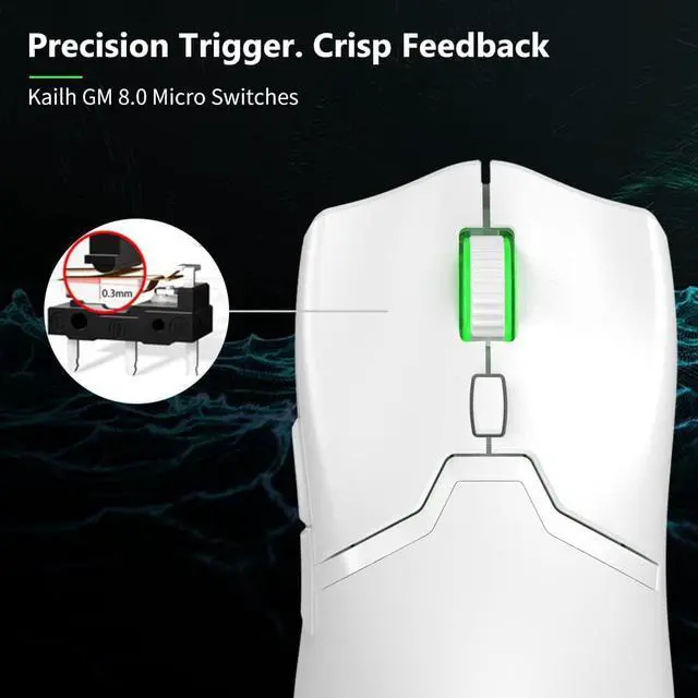 Alt view image 4 of 7 - DeLUX M800PRO Wireless Gaming Mouse - PAW 3370 Sensor, Multi-Device Connection, TTC Encoder Wheel, 19000DPI, 70g Lightweight, 56Hr Battery, 6 Programmable Buttons & LOD Adjustment (Black)