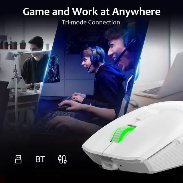 Alt view image 6 of 7 - DeLUX M800PRO Wireless Gaming Mouse - PAW 3370 Sensor, Multi-Device Connection, TTC Encoder Wheel, 19000DPI, 70g Lightweight, 56Hr Battery, 6 Programmable Buttons & LOD Adjustment (Black)