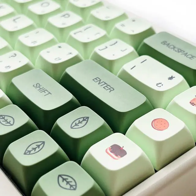 Alt view image 3 of 7 - XDK Custom Keycaps 124 Keys(PBT XDA Dye-Sub) Cute Matcha Green Japanese Keycaps Set for 60% 65% 100% Mechanical Keyboard