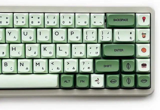 Main image of XDK Custom Keycaps 124 Keys(PBT XDA Dye-Sub) Cute Matcha Green Japanese Keycaps Set for 60% 65% 100% Mechanical Keyboard