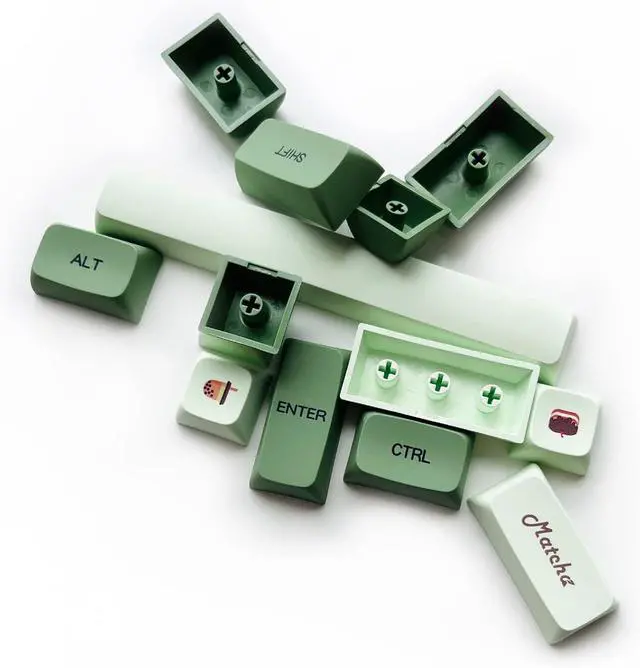 Alt view image 7 of 7 - XDK Custom Keycaps 124 Keys(PBT XDA Dye-Sub) Cute Matcha Green Japanese Keycaps Set for 60% 65% 100% Mechanical Keyboard
