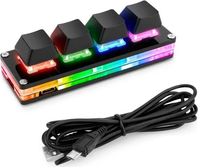 Main image of Ecarke Black Mini 4-Key Keypad Mechanical Gaming Keyboard, Self Programming,OSU Hot Swap Game Keyboards with 1.5m USB-C Data CableUpgrade Cherry Shaft &RGB LED