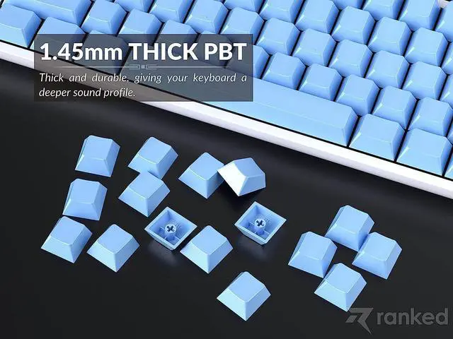 Alt view image 4 of 6 - Ranked Blank Premium Keycap Set | 1.4 mm Thick PBT | Cherry Profile for Mechanical Keyboard (Blue Malibu, 139 Keys)