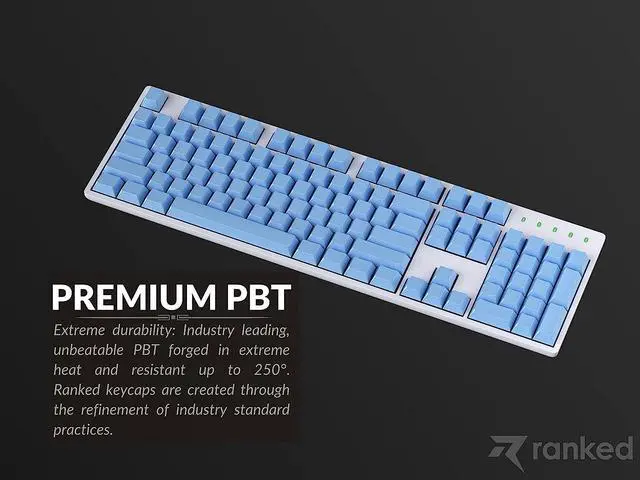 Alt view image 5 of 6 - Ranked Blank Premium Keycap Set | 1.4 mm Thick PBT | Cherry Profile for Mechanical Keyboard (Blue Malibu, 139 Keys)