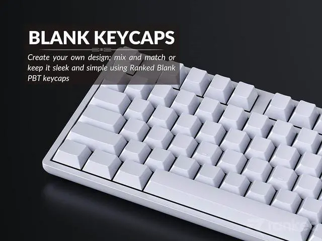 Alt view image 3 of 6 - Ranked Blank Premium Keycap Set | 1.4 mm Thick PBT | Cherry Profile for Mechanical Keyboard (White, 139 Keys)
