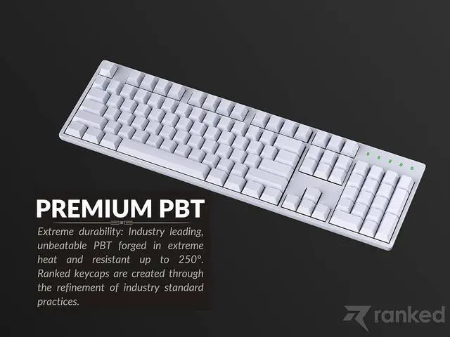 Alt view image 5 of 6 - Ranked Blank Premium Keycap Set | 1.4 mm Thick PBT | Cherry Profile for Mechanical Keyboard (White, 139 Keys)
