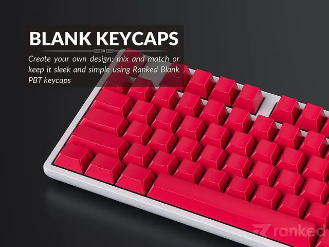 Alt view image 3 of 7 - Ranked Blank Premium Keycap Set | 1.4 mm Thick PBT | Cherry Profile for Mechanical Keyboard (Red, 139 Keys)