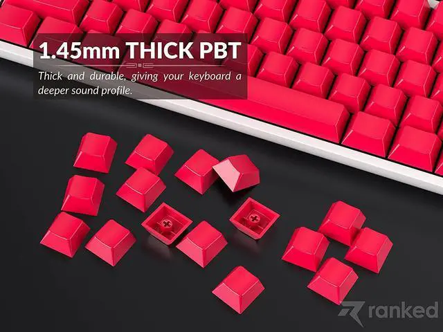 Alt view image 5 of 7 - Ranked Blank Premium Keycap Set | 1.4 mm Thick PBT | Cherry Profile for Mechanical Keyboard (Red, 139 Keys)