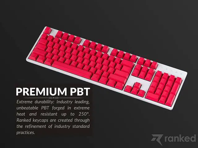 Alt view image 6 of 7 - Ranked Blank Premium Keycap Set | 1.4 mm Thick PBT | Cherry Profile for Mechanical Keyboard (Red, 139 Keys)