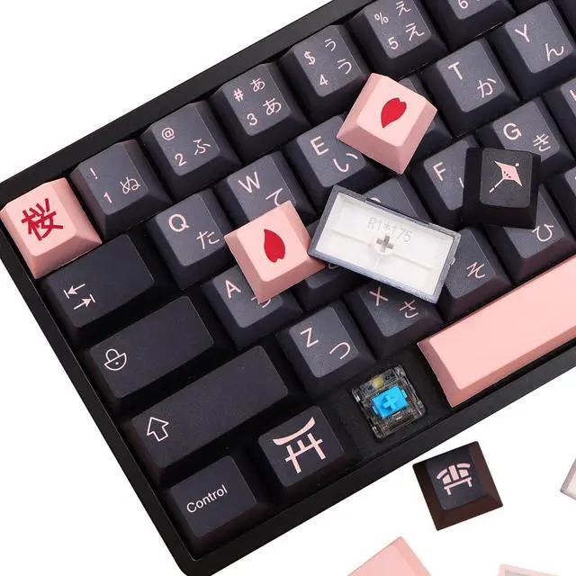 Alt view image 5 of 7 - MOLGRIA Keycaps 136 Set Night Sakura for Full Sized Keyboard, Custom PBT Cherry Profile Key Caps Japanese Style with Keycap Puller for Cherry MX 104/87/68/61 60 Percent ANSI/ISO Layout Keyboard