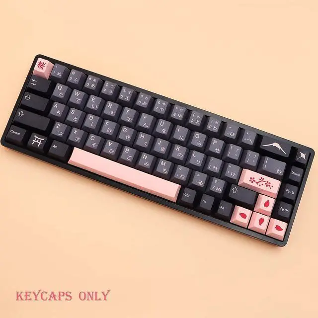 Alt view image 6 of 7 - MOLGRIA Keycaps 136 Set Night Sakura for Full Sized Keyboard, Custom PBT Cherry Profile Key Caps Japanese Style with Keycap Puller for Cherry MX 104/87/68/61 60 Percent ANSI/ISO Layout Keyboard