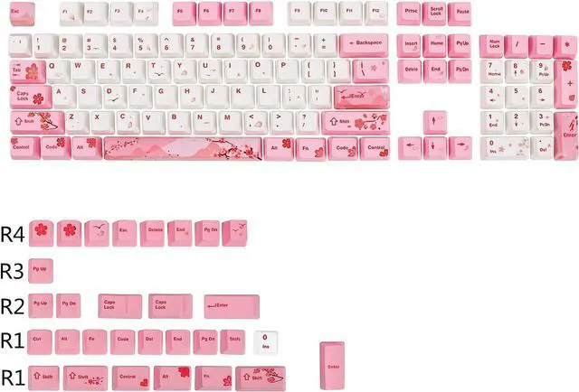 Alt view image 2 of 6 - GTSP 104 Pink Keycaps Cute Japanese Custom Gaming keycap Set of Dye-Sub OEM Profile for Cherry Mx Gateron Kailh Switch 87/104 60% Mechanical Keyboard (Pink)