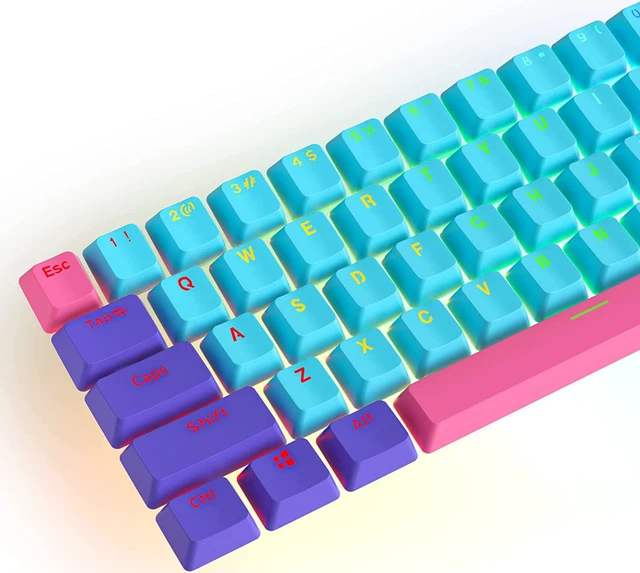 Alt view image 5 of 7 - WHYSP Backlit Keycaps 60% for GK61 60 Percent Keyboard OEM Profile PBT Key Cap Replacement 6.25U Space Bar