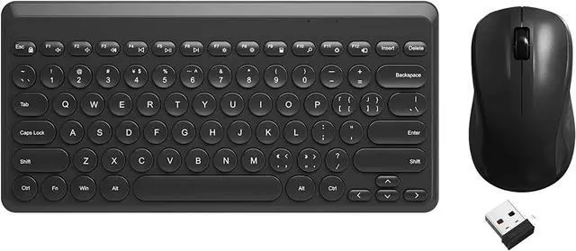 Main image of Compact Keyboard MouseCombo,JieruiDeng 79-Key Retro Mini Cute Computer Keyboard 2.4G USB Wireless and Silent Mice Set for Laptop Desktop PC iPad (Black)