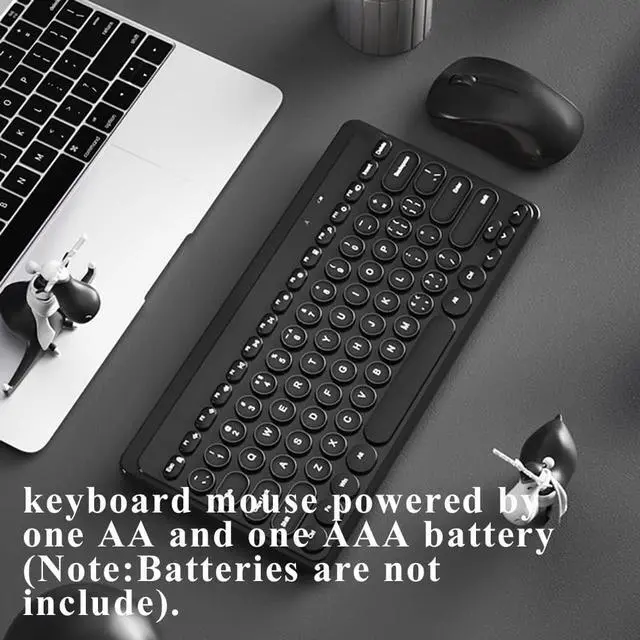 Alt view image 3 of 7 - Compact Keyboard MouseCombo,JieruiDeng 79-Key Retro Mini Cute Computer Keyboard 2.4G USB Wireless and Silent Mice Set for Laptop Desktop PC iPad (Black)