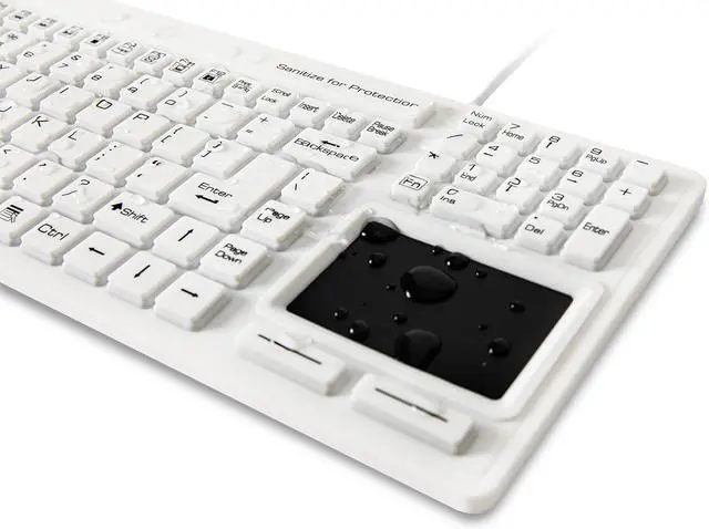 Alt view image 2 of 6 - "Touchpad Plus Hygienic Medical-Grade Rigid Silicone Washable Keyboard with Touchpad(USB) (White) | KBSTRC106T-W