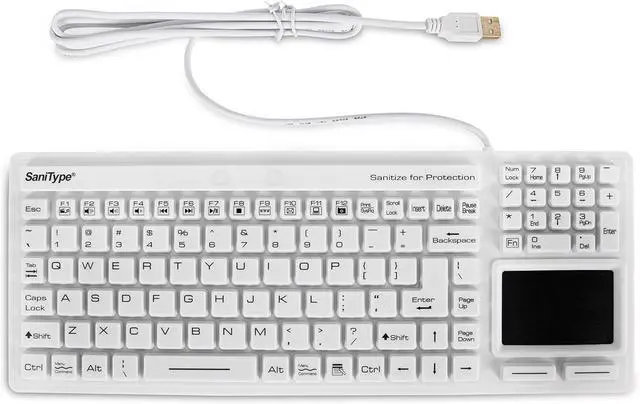 Alt view image 4 of 6 - "Touchpad Plus Hygienic Medical-Grade Rigid Silicone Washable Keyboard with Touchpad(USB) (White) | KBSTRC106T-W