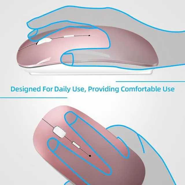 Alt view image 2 of 7 - Vxeei Bluetooth Mouse for Laptop, Wireless Mouse for MacBook Pro/Air/Mac/iPad/Chromebook/Computer -Rechargeale Dual Mode(USB 2.4Ghz + Bluetooth 5.2) Silent Cordless Mouse with USB C Adapter,Rosegold