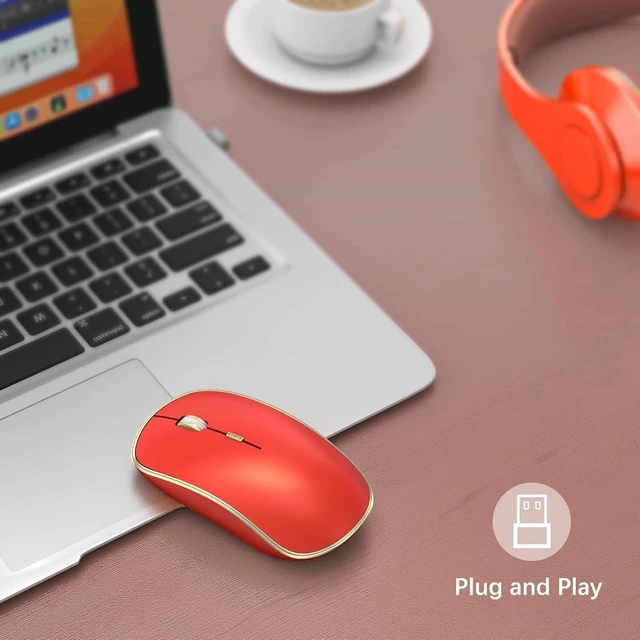Alt view image 2 of 7 - JOYACCESS Wireless Gaming Mouse, Slim Portable USB Mouse for Laptop, Computer, PC (Orange Red)