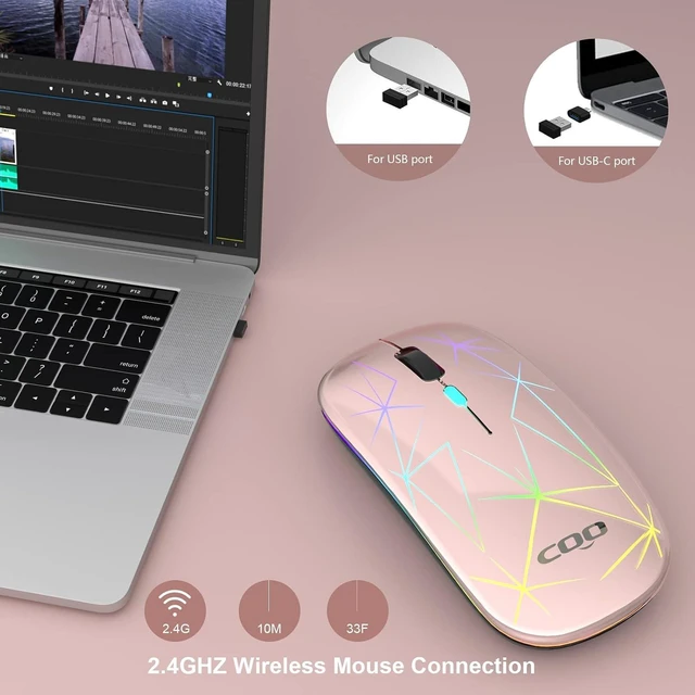 Alt view image 2 of 7 - TaIYanG Wireless Mouse, 2.4G Slim Rechargeable Bluetooth Mouse for Laptop