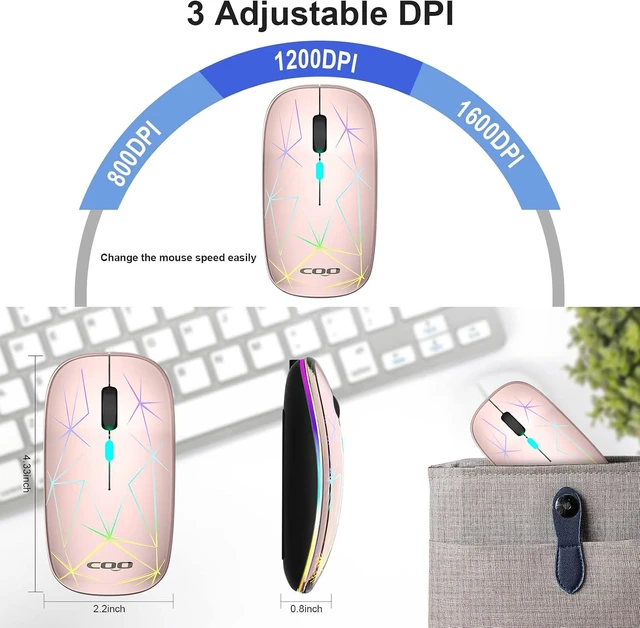 Alt view image 4 of 7 - TaIYanG Wireless Mouse, 2.4G Slim Rechargeable Bluetooth Mouse for Laptop