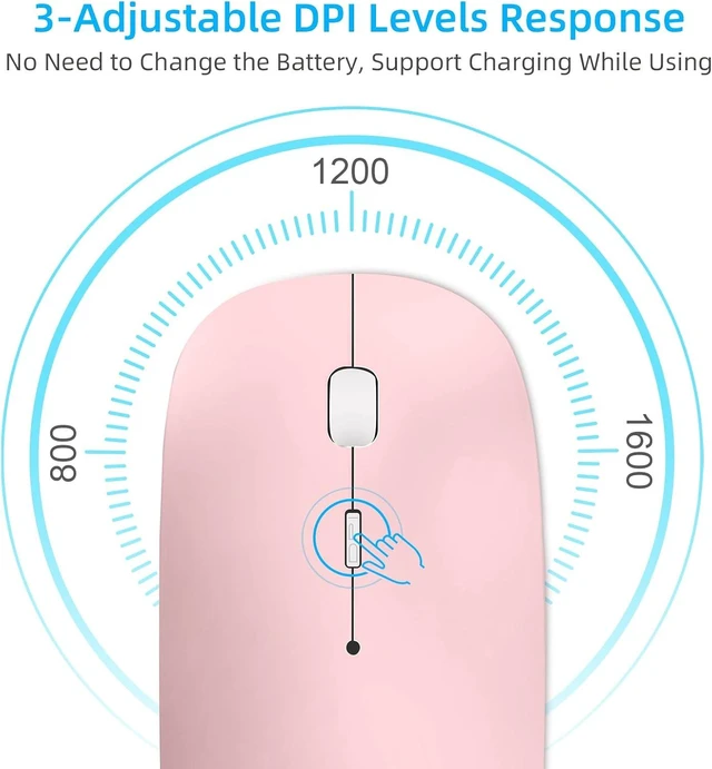 Alt view image 2 of 7 - Wireless Mouse for Laptop Cpmputer,Bluetooth Mouse for MacBook,Pink