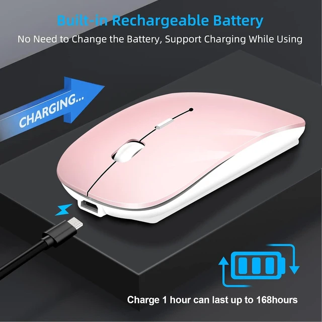 Alt view image 3 of 7 - Wireless Mouse for Laptop Cpmputer,Bluetooth Mouse for MacBook,Pink