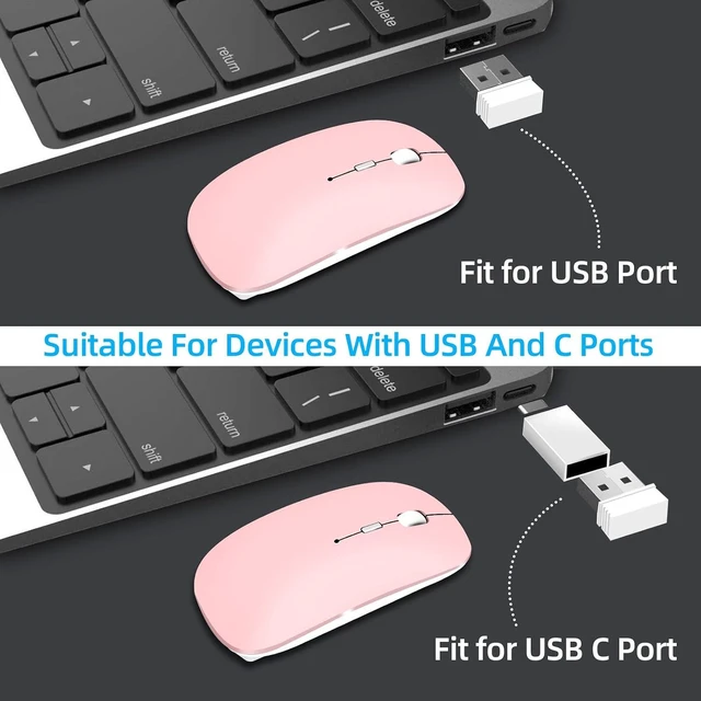 Alt view image 5 of 7 - Wireless Mouse for Laptop Cpmputer,Bluetooth Mouse for MacBook,Pink