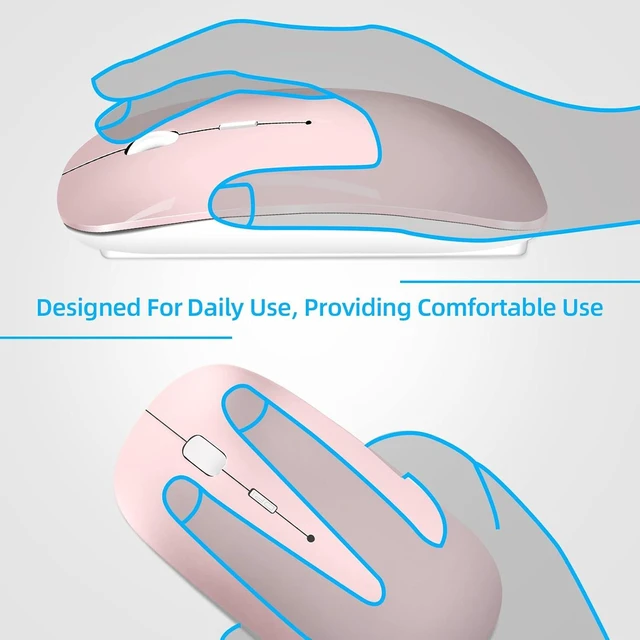 Alt view image 4 of 7 - Wireless Mouse for Laptop Cpmputer,Bluetooth Mouse for MacBook,Pink