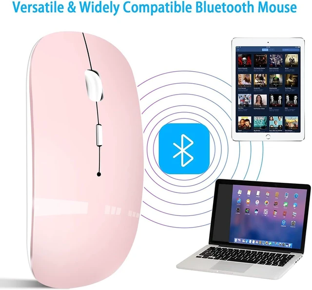 Alt view image 6 of 7 - Wireless Mouse for Laptop Cpmputer,Bluetooth Mouse for MacBook,Pink