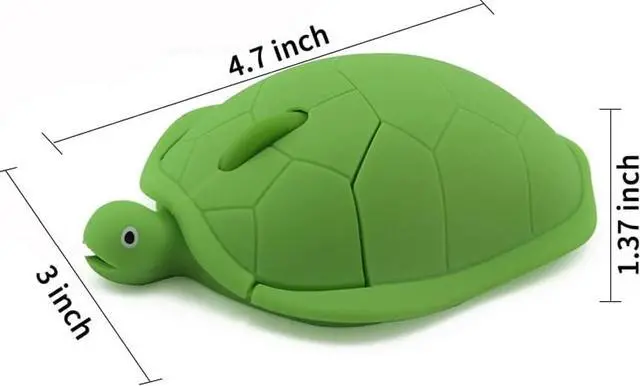 Alt view image 4 of 6 - YOCUNKER Wireless Mouse 2.4Ghz Turtle Shape Cute Animal Design M Size Silent Click USB Optical Mouse Lightweight Cute Character Mouse for Kids Compatible with PC/Laptop/Computer/MacBook (Green)