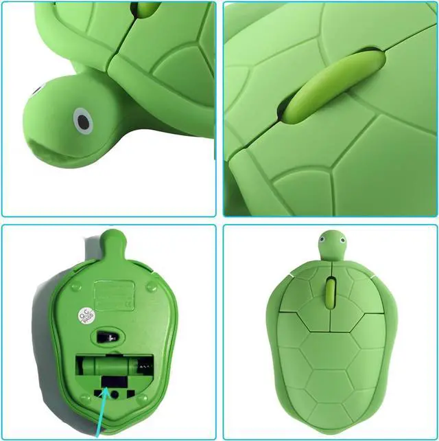 Alt view image 5 of 6 - YOCUNKER Wireless Mouse 2.4Ghz Turtle Shape Cute Animal Design M Size Silent Click USB Optical Mouse Lightweight Cute Character Mouse for Kids Compatible with PC/Laptop/Computer/MacBook (Green)