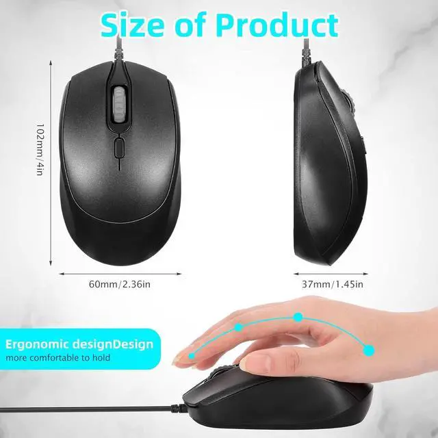 Alt view image 3 of 7 - Sherr 24 Pcs Computer Mouse Pack Bulk Wired Silent USB Optical Corded Mouse with 3 Adjustable DPI Computer Mice Compatible with Laptop Desktop School Office Business Home Supplies