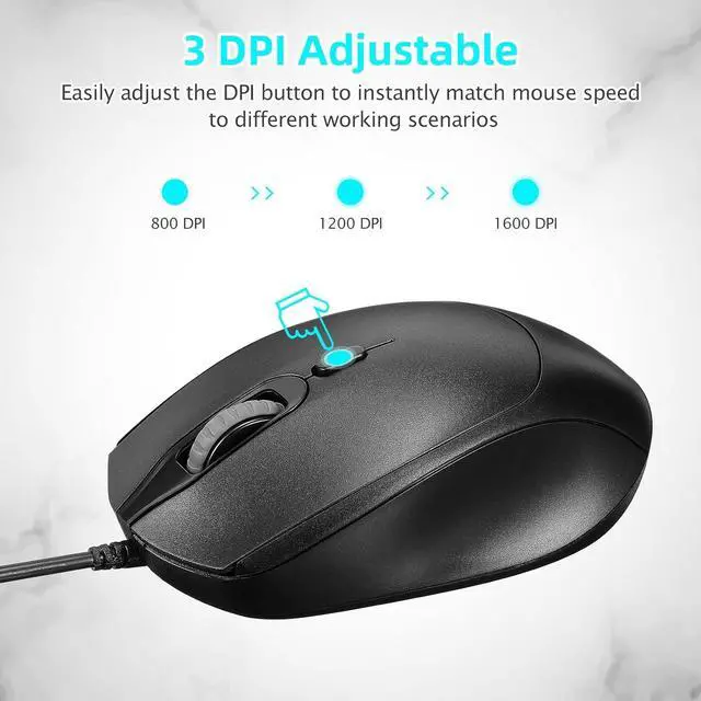Alt view image 5 of 7 - Sherr 24 Pcs Computer Mouse Pack Bulk Wired Silent USB Optical Corded Mouse with 3 Adjustable DPI Computer Mice Compatible with Laptop Desktop School Office Business Home Supplies