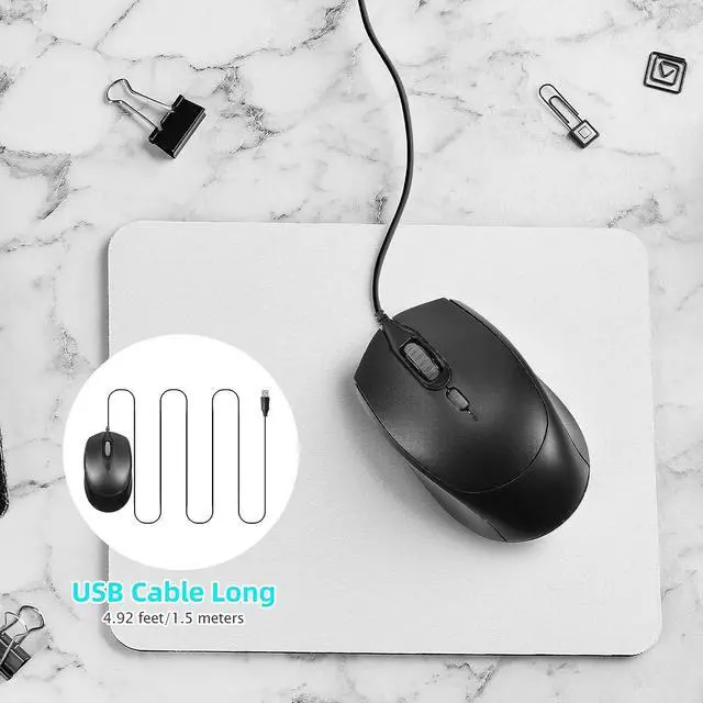 Alt view image 7 of 7 - Sherr 24 Pcs Computer Mouse Pack Bulk Wired Silent USB Optical Corded Mouse with 3 Adjustable DPI Computer Mice Compatible with Laptop Desktop School Office Business Home Supplies
