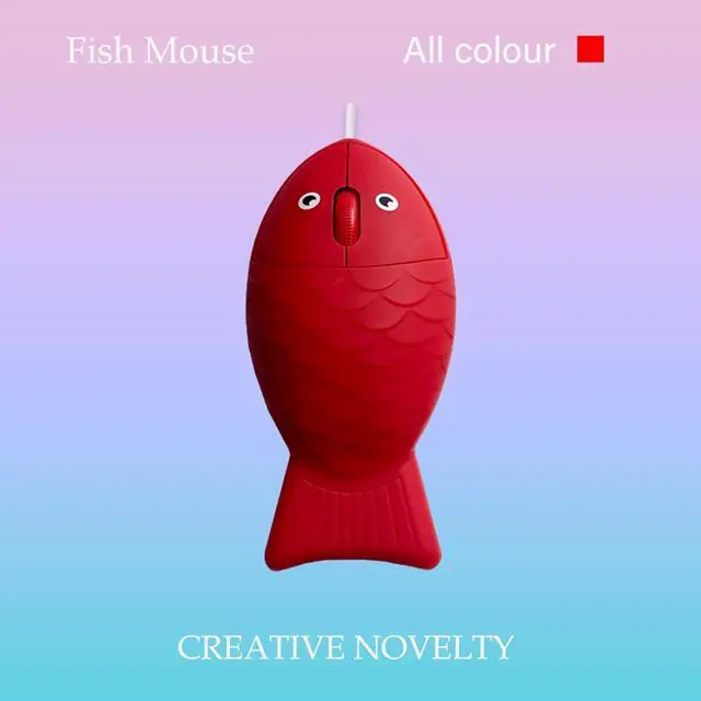 Alt view image 2 of 6 - YOCUNKER Wired Mouse Fish Shape Corded Mouse 3-Button 1200DPI Optical USB Computer Mice with 3.9FT Cord for Laptop, Chromebook, PC, Desktop, Mac, Notebook-Red