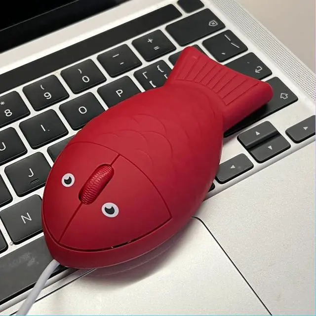 Alt view image 3 of 6 - YOCUNKER Wired Mouse Fish Shape Corded Mouse 3-Button 1200DPI Optical USB Computer Mice with 3.9FT Cord for Laptop, Chromebook, PC, Desktop, Mac, Notebook-Red