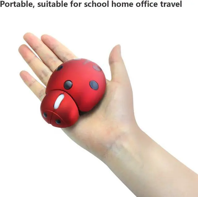 Alt view image 7 of 7 - YOCUNKER Mini Cute Wireless Mouse, Portable Mobile Optical Mouse for Kids,Small Tiny Animal Ladybug Shape Cordless Mouse with USB Receiver for Computer Laptop Desktop PC (Red)