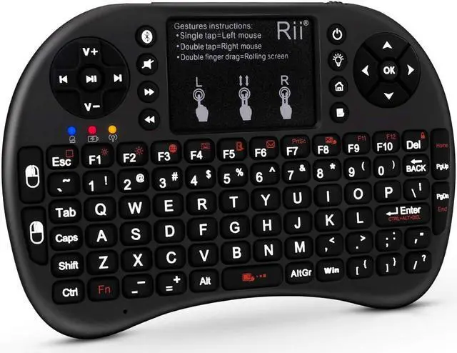 Main image of Rii Mini Wireless Bluetooth Keyboard with Touchpad, Support Bluetooth +(RF) 2.4GHz Wireless Connection for Smartphones, PC, Tablet, Laptop TV Box iOS Android Windows Mac.Black