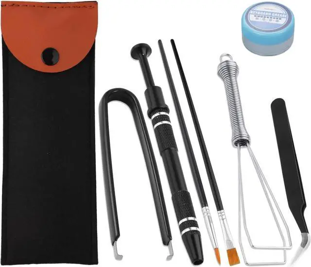 Main image of Keyboard Remover Tool Kit-7-Piece Set, Keycap Puller Include 5g Keyboard Lube, Switch Puller, Lubricating Pen, Cleaning Brush, Tweezers, 4-Jaw Gripper, and Key Cap Puller