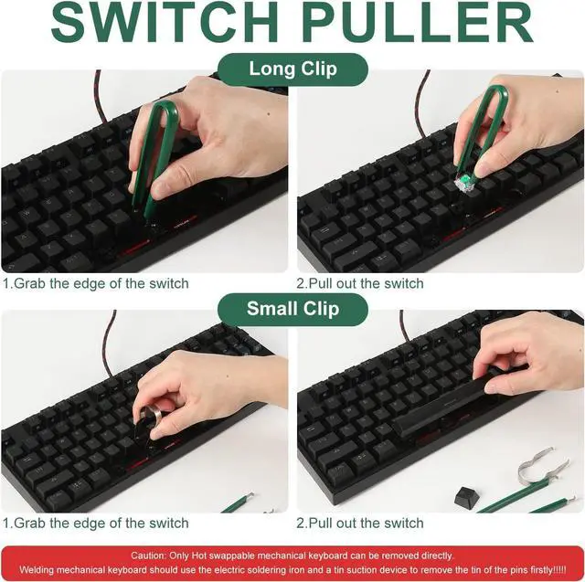 Alt view image 4 of 6 - Set of 5pcs Keyboard Cleaning Tools, Keycap Remover Key Switch Puller Keycap Puller Kit with Keycap Tweezers for Hot Swappable Mechanical Keyboards