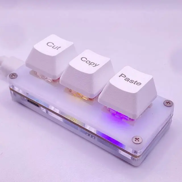 Main image of BTXETUEL Mini 3-Key Cut Copy Paste Keyboard Ctrl X C V Shortcut One Handed Keyboard RGB Macro Pad Gaming Mechanical Keyboard OSU Keypad Programmable Keyboard for Working and Gaming. (White)