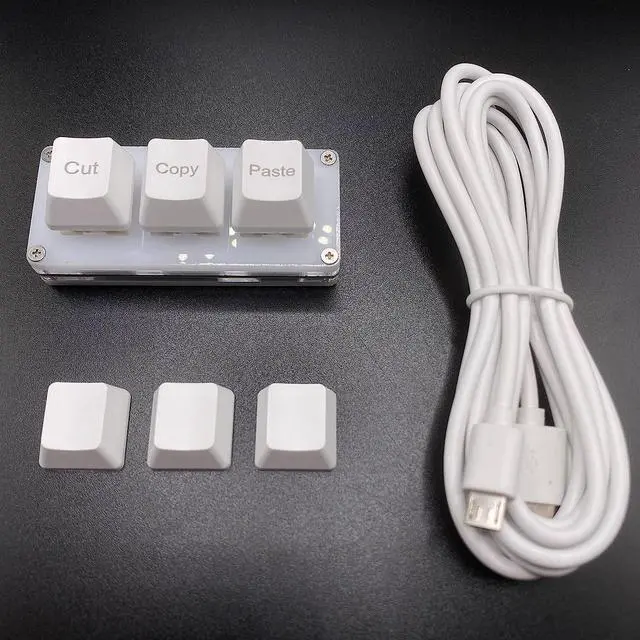 Alt view image 2 of 6 - BTXETUEL Mini 3-Key Cut Copy Paste Keyboard Ctrl X C V Shortcut One Handed Keyboard RGB Macro Pad Gaming Mechanical Keyboard OSU Keypad Programmable Keyboard for Working and Gaming. (White)